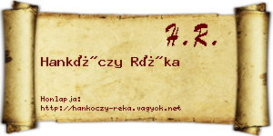 Hankóczy Réka névjegykártya